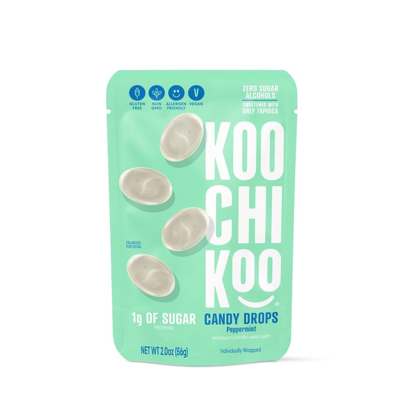 Koochikoo Flavored Hard Candy Drops, Peppermint Flavor, Organic, Vegan &