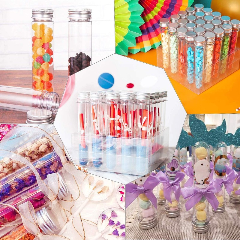 LATRAT 12 Pcs Plastic Test Tubes with Screw Cap (110ml)