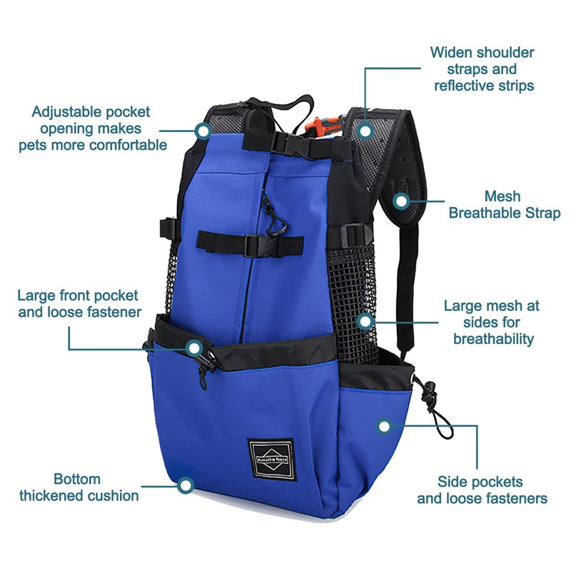 Galatée Dog Carrier Backpack, Portable Adjustable Dog Backpack, Ventilated Pet