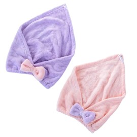 Hair Drying Towels, Set of 2, Water Absorbent, Quick Drying, Ribbon, Hair Towel, Hair Cap, Hair Towel, Bath, Pool, Swimming