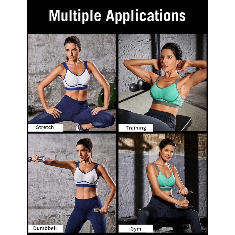 SYROKAN Women's Comfort Sports Bra High Impact for Large Breasts