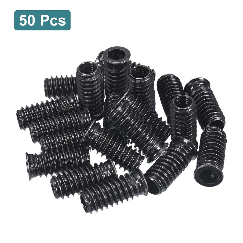 sourcing map 50Pcs Threaded Inserts, M8-1.25x30 Zinc Plated Carbon Steel