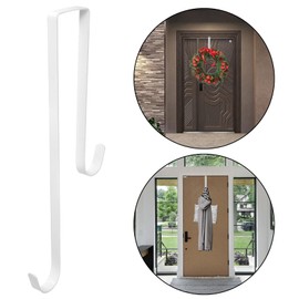 Fetoatar Double Side Wreath Hanger Over The Door - Large Wreath Metal Hook for Christmas Wreath Front Door Hanger - Holds 2 Wreaths with This 2 Sided Hanger - Premium Sturdy Metal (White 9.4-15 Inch)