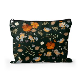 Cafl Cheerful Birds Makeup Bag Travel Large Cute Bird Cosmetic Bag Organizer toiletry Essentials Jewelry Zipper Bag Gift For Women -10×8 inch, Cheerful Cute Birds