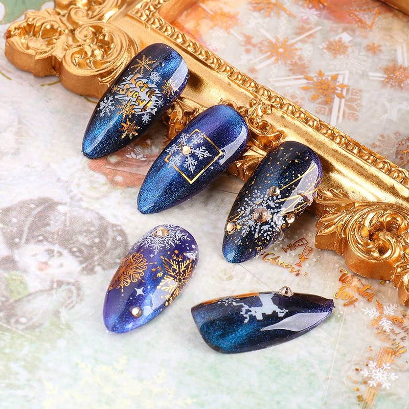 LANODO 8 Pieces Nail Stickers Beautiful 3D Snow Flower Nail