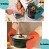 Silicone Oven Mitts Waterproof Non-Slip Heat Resistant Thickened Cotton Lining
