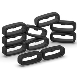 FanTEK 10pcs Watch Strap Holder Loop, 18mm Silicone Watch Band Keeper Retainer Fastener Ring Parts for Smart Watch Band Wristband Replacement, Black