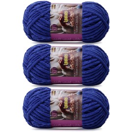 Lpalats - Hilo grueso de chenilla para ganchillo, 3 x 100 g, 3.5 onzas, hilo suave para ganchillo - 262 yardas, hilos de felpa gruesos esponjosos para tejer mantas Amigurumi (3, azul oscuro)