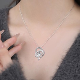 To My Daughter Gifts Silver Heart Necklace Moissanite Necklace for Women I Love You To The Moon And Back Birthday Jewelry Gifts for Daughter from Mom Dad