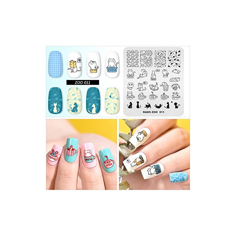 Alexnailart Nail Stamping Plate Creative Cartoon Animal Theme Image Design
