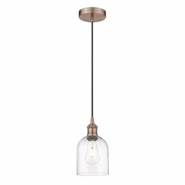 Innovations Lighting Bella - 1 Light Cord Hung Mini Pendant in Industrial Style-9.5 Inches Tall and 5.5 Inches Wide-Antique Copper Finish-Cle