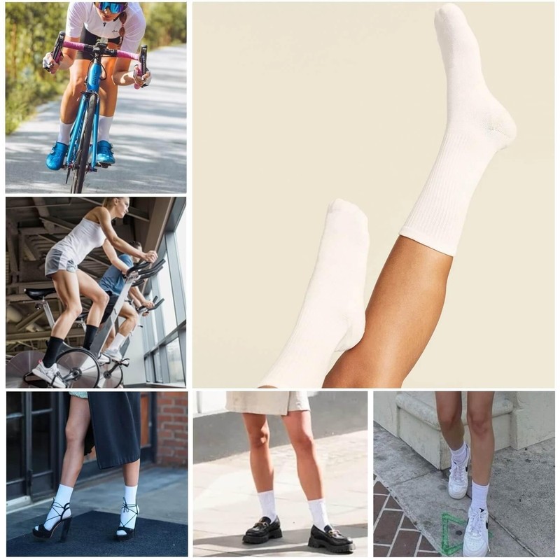 WebbingKing Black And White Womens Long Crew Socks for Teen