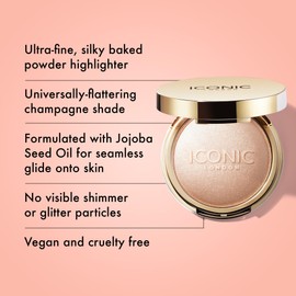 ICONIC LONDON Lit and Luminous Baked Highlighter | Powder Highlighter for a Radiant Glow, Cruelty-Free, Vegan Makeup, 0.56 oz