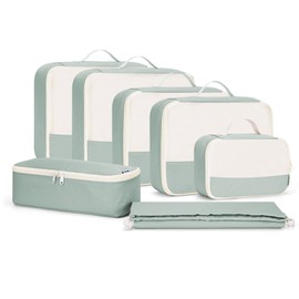Narwey 7 Set Packing Cubes for Suitcases and Backpack, Suitcase Organiser Bags Travel Packing Cubes for Carry on Hand Luggage Storage Bags Travel Essentials Accessories (Mint Green)