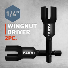 KORR Tools KIBPP027 2 Pack Wing Nut Driver, Slot Wing Nuts Drill Bit Socket Wrenches Tools, 1/4 inch Hex Shank for Panel Nuts, Eye Screws, C Hook Bolts