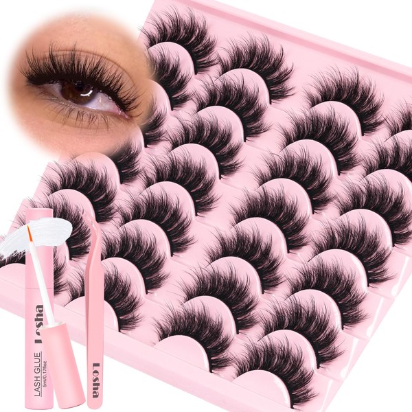 Losha Lashes Fluffy False Eyelashes 5D Volume Eye Lashes Kit