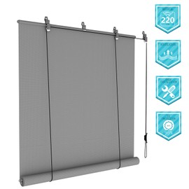 Coarbor Outdoor Roll up Shades Blinds for Porch Patio Shade Exterior Roller Shade Privacy Shade Screen for Deck Pergola Gazebo Grey 6'W x 6'H