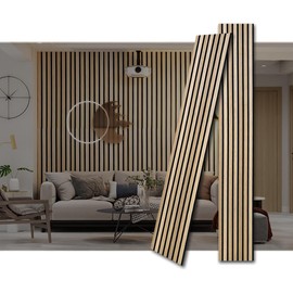 3D Fluted Sound Absorbing | Decorative Soundproof Paneling | Acoustic Wood SLAT Wall Panels | Soundproof Wall Panels for Living Room | 94.48 * 23.62in | 2PCS Coverage | Natural Oak