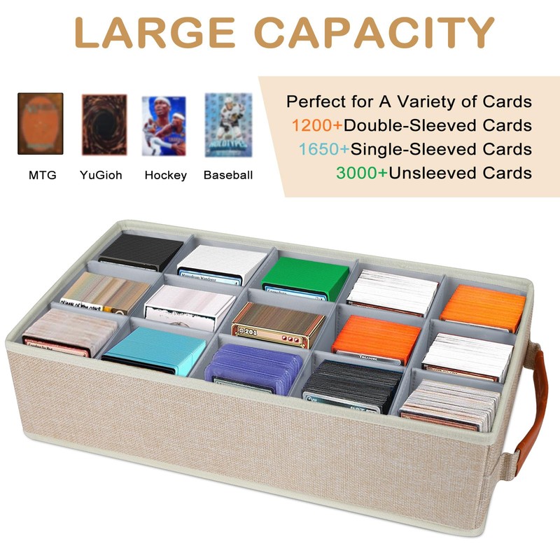 Lukeline Trading Card Storage Box with 15 Dividers, Card Deck