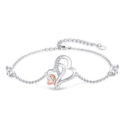 MEDWISE Three Generations Bracelet for Grandma Gifts Jewelry S925 Sterling Silver Grandmother Mom Granddaughter Mothers Day Bracelet Jewelry Birthday Gifts Rose Gold Tone Infinity Love