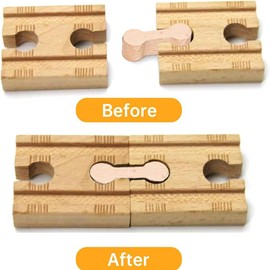 Wooden Railway Accessories, Wooden Rail Adapter Connectors, Rail Connectors, Track Connectors for Toy Railways, 3.5 cm, Wood Colour, Pack of 20