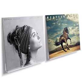 NIUBEE Clear Record Rack, Acrylic Wall Mount Record Shelf, Set of 2, W 12.0 x D 14.2 x H 1.8 inches (305 x 36 x 47 mm), Can Display 1 11.8 inches (30 cm) Record in a Clean Display LP Record Wall Display, Easy Installation, Clear