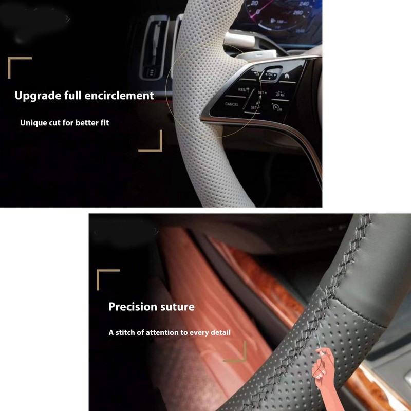 Hand Sewn Black Car Steering Wheel Cover, for Land Rover