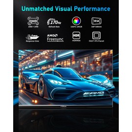 FYHXele Gaming Monitor, 27 inch 1440p170Hz Fast IPS Monitor, 2K QHD 1ms GTG Fast Computer Monitor, HDMI/USB/DP Vertical Monitor, FreeSync & G-Sync Eye Care, VESA Mount, Black