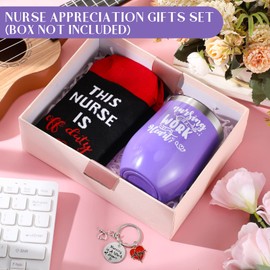 Zubebe 12 Pcs Nurse Appreciation Christmas Gifts for Women Nurse Gifts Include 4 Nurse Tumbler Mugs 4 Keychains 4 Socks Nurse Practitioner Gifts, Purple