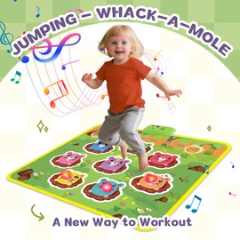 Whack a Mole Game, Interactive Constructive Smack Moles Game Playmat with Sound for 2 3 4 5 6 Years Old Kids, Boys Girls Interactive Toys with 2 Hammers, Educational Game for Toddlers (Green)