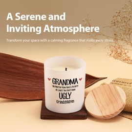 Grandma No Matter How Hard Life Gets at Least You Don’t Have Ugly Grandchildren Grandma Gifts Grandparents Day Scented Candle Home Office Jar Candles Sage Floral Lavender Scent 9.5 oz