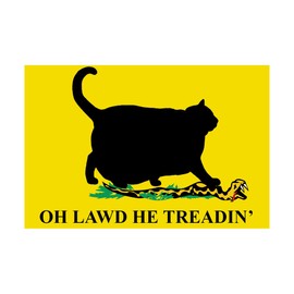 Chonky Cat, Oh Lawd He Treadin', Funny Stickers, Stickers for Laptop, Don't Tread Stickers, Water Bottle Stickers, Aesthetic, Gadsden Flag