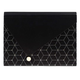 U Brands Modern Classic Fashion Expandable File Folder, Letter Size, 13 Pockets, Black, White & Gold, 3637U04-24
