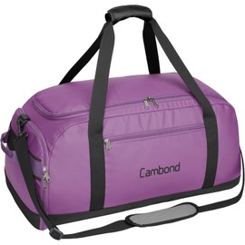 Cambond Airport Luggage Checked Bag - 80L Large Travel Duffle Bag for 5-7 Day Long Trip, Foldable Travel Duffel Bags for Traveling with Shoe Compartment for Men Women, Checked Luggage, Purple