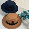 Cotilafi Classic Pork Pie Hat with Feathers Flat Top Fedora,