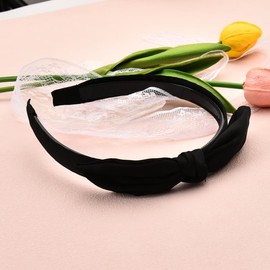 Black Bow Headband for Women Girls Wide Hair Bands with Knot for Women Bow Knot Hairband Headband for Long Short Hair Elastic Hairbands for Hair Accessories Ornaments for Girls Teenagers