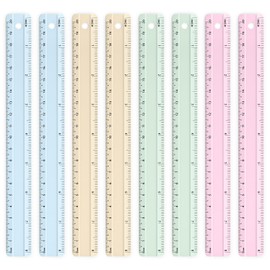 BAYTORY 8 Pcs Metal Rulers, Bulk Morandi Color Ruler, 20 cm/8 inch Aluminum Ruler for School Home Office (20 cm/8 inch)