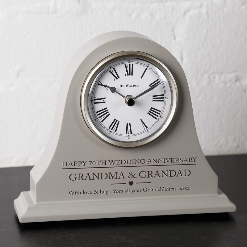 De Walden 70th Platinum Wedding anniversary couple gift Engraved Grey