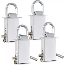 TECTRUC Stake Pocket D Ring Heavy Duty Adjustable Trailer Stake Pocket Zinc Coated4 Pack