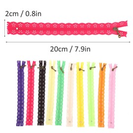 Fyearfly Invisible Zippers, Pack of 10 20 cm Colourful No. 3 Nylon Lace Zip Closed Ends Zip for Sewing Craft Clothing Bag Pencil Case Cushion Cover