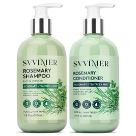 Svvimer Hair Thickening Shampoo and Conditioner - Rosemary Shampoo with Biotin Tea Tree Oil Mint for Thinning Hair - Sulfate Free for Women and Men