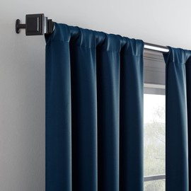 ECLIPSE Blackout Curtains for Bedroom-Darrell 37" x 84" Insulated Darkening Single Panel Rod Pocket Window Treatment Living Room, Indigo (16205037084IND)