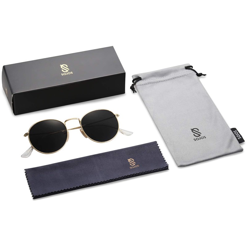 SOJOS Small Round Polarized Sunglasses for Women Men Classic Vintage