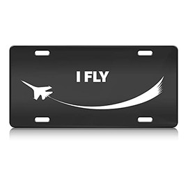 Press Fans - I Fly Aviation Pilot S.Steel Car SUV Truck License Plate Decorative Tag Black-D#d22