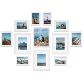 Vittanly 12 Pack Picture Frames Collage Wall Decor for Mounting or Tabletop Display, Gallery Wall Frame Set for Family, Multi Sizes Including 8x10, 5x7, 4x6, White