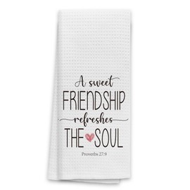 TNUW A Sweet Friendship Refreshes The Soul Kitchen Towels 16X24In, Gift for Friend Woman Dish Towels, Christian Gifts for Women Men, Friendship Gifts Hand Tea Towels for Kitchen Bathroom Decor