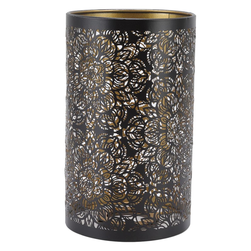 Metal lampshade, circular pattern cylindrical wrought iron small lampshade hollow
