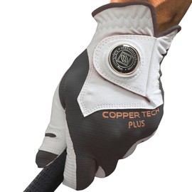 Copper Tech Men's Golf Gloves - Optimal Wrist Support with Copper Infused Thread - 100% AAA Synthetic Tacky Leather - Perfect for Summer & Fall Golfing - Golf Gloves Men (Hand Orientation: Both Hand)