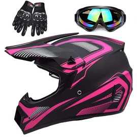 Adult 4 Wheeler Helmet, Off-Road Helmet, Motocross Helmet DOT Certification Comfortable and Breathable Full Helmets for Locomotives Used in All Seasons,Pink,L