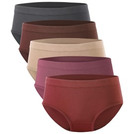 BAMBOO COOL Womens Underwear, Moisture-Wicking Briefs, Soft and Breathable Panties, Mid Waist, 5-Pack